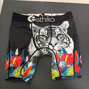ethika Black Tiger Floral Boxer Briefs with Multicolor Accents